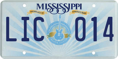 MS license plate LIC014