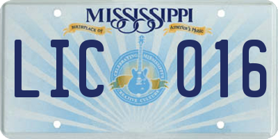 MS license plate LIC016