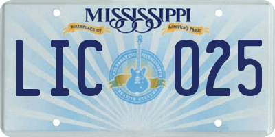 MS license plate LIC025