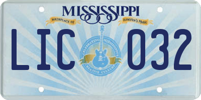 MS license plate LIC032