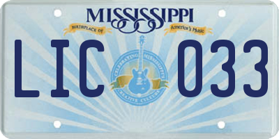 MS license plate LIC033