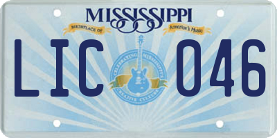 MS license plate LIC046
