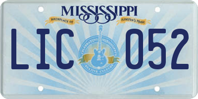 MS license plate LIC052