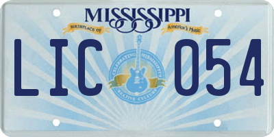 MS license plate LIC054