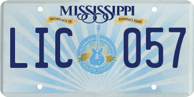 MS license plate LIC057