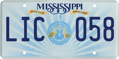MS license plate LIC058