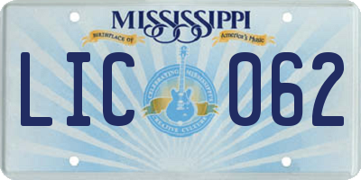 MS license plate LIC062