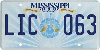 MS license plate LIC063