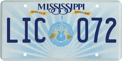 MS license plate LIC072