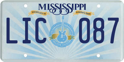 MS license plate LIC087