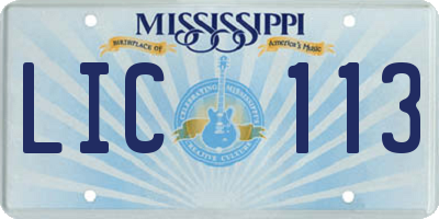 MS license plate LIC113