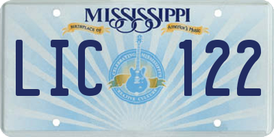 MS license plate LIC122