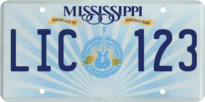 MS license plate LIC123