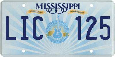 MS license plate LIC125