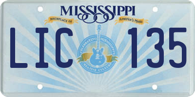 MS license plate LIC135