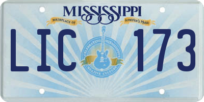 MS license plate LIC173