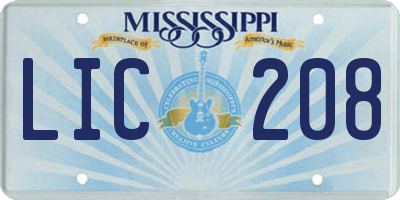 MS license plate LIC208