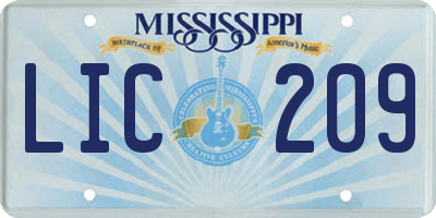 MS license plate LIC209
