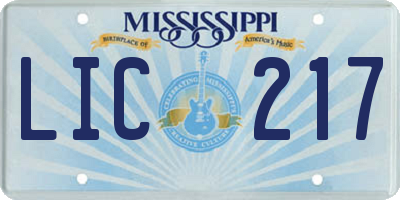 MS license plate LIC217