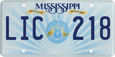 MS license plate LIC218