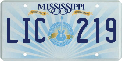MS license plate LIC219