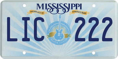 MS license plate LIC222