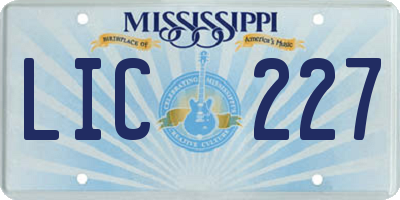 MS license plate LIC227