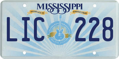 MS license plate LIC228