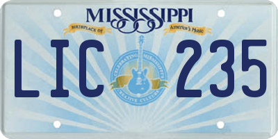MS license plate LIC235