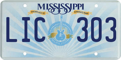 MS license plate LIC303