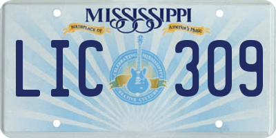 MS license plate LIC309