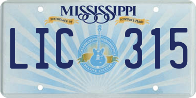 MS license plate LIC315