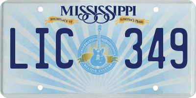 MS license plate LIC349