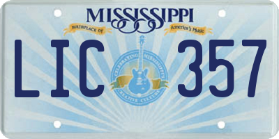 MS license plate LIC357