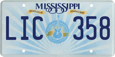 MS license plate LIC358