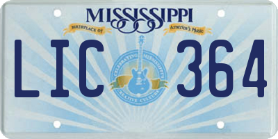 MS license plate LIC364