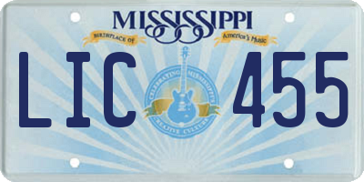 MS license plate LIC455
