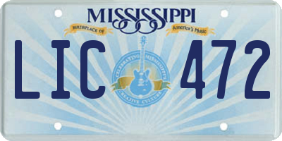 MS license plate LIC472