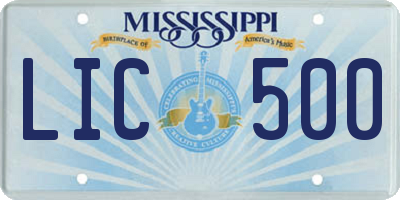MS license plate LIC500