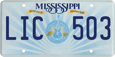 MS license plate LIC503
