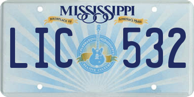 MS license plate LIC532