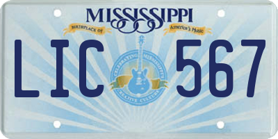 MS license plate LIC567
