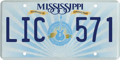 MS license plate LIC571
