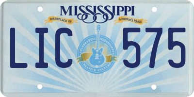 MS license plate LIC575