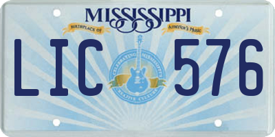 MS license plate LIC576