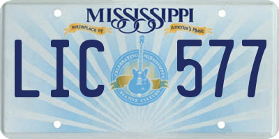 MS license plate LIC577