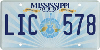 MS license plate LIC578