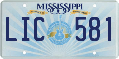 MS license plate LIC581