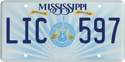 MS license plate LIC597