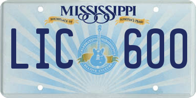 MS license plate LIC600